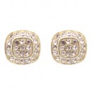 Gold Plated With Clear Crystal Stud Earrings