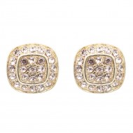 Gold Plated With Topaz Crystal Stud Earrings