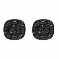 Black Plated With Jet Crystal Stud Earrings