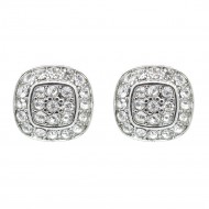Rhodium Plated With Clear Crystal Stud Earrings