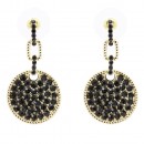 Rhodium Plated With Clear Crystal Pave Disc Earring