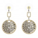 Rhodium Plated With Clear Crystal Pave Disc Earring