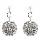 Gold Plated With Clear Crystal Pave Disc Earrings