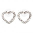 Gold Plated With Clear Crystal Heart Shape Post Earrings