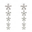 Gold Plated With Clear Crystal Flower Pattern Drop Earrings