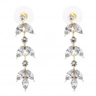 Gold Plated With Clear Crystal Drop Earrings