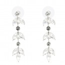 Rhodium Plated With Clear Crystal Drop Earrings