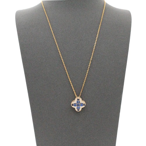 Gold Plated with Blue Cubic Zirconia Necklaces Gold Plated with Blue Cubic Zirconia Necklaces