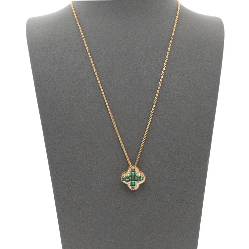 Gold Plated with Green Cubic Zirconia Necklaces Gold Plated with Green Cubic Zirconia Necklaces