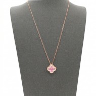 Rose Gold Plated with Pink Cubic Zirconia Necklaces