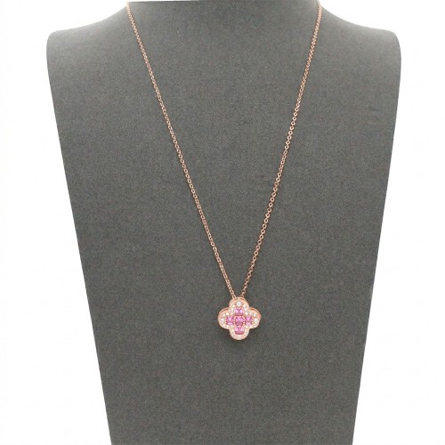 Rose Gold Plated with Pink Cubic Zirconia Necklaces Rose Gold Plated with Pink Cubic Zirconia Necklaces