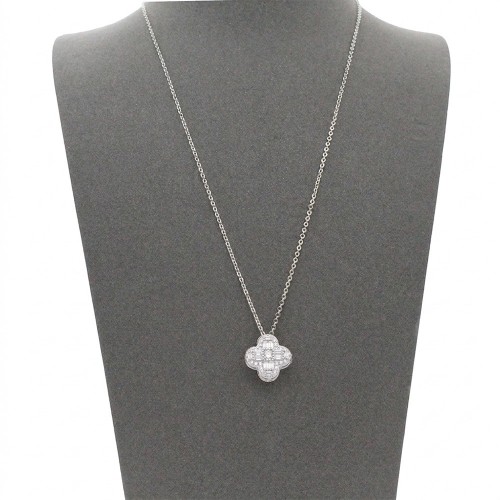 Rhodium Plated with Clear Cubic Zirconia Necklaces Rhodium Plated with Clear Cubic Zirconia Necklaces