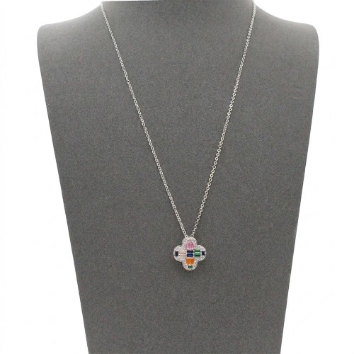 Rhodium Plated with Multi Cubic Zirconia Necklaces Rhodium Plated with Multi Cubic Zirconia Necklaces