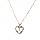 Gold Color.16'+2.50" Long Box Chain CZ Heart necklace