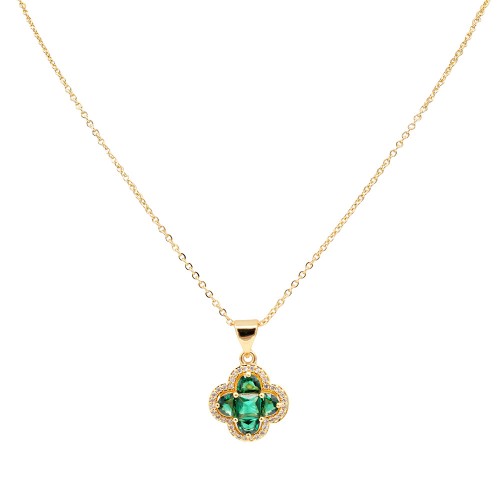 Gold Plated with Green Cubic Zirconia Necklaces