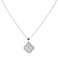 Rhodium Plated with Clear Cubic Zirconia Necklaces