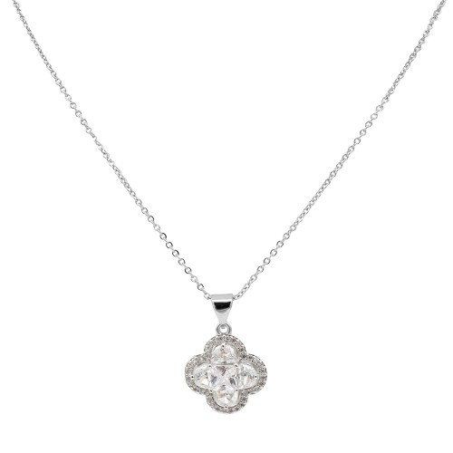 Rhodium Plated with Clear Cubic Zirconia Necklaces