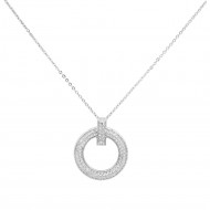 Rhodium Plated with Clear Cubic Zirconia Necklaces