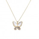 Gold Plated With MOP Butterfly  Necklace. 16"+3"
