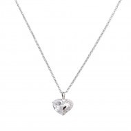 Rhodium Plated with Clear Cubic Zirconia Necklaces 16"+3"