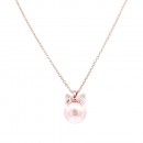 Gold Plated With Pearl CZ Pendant Necklace. 16"+3"