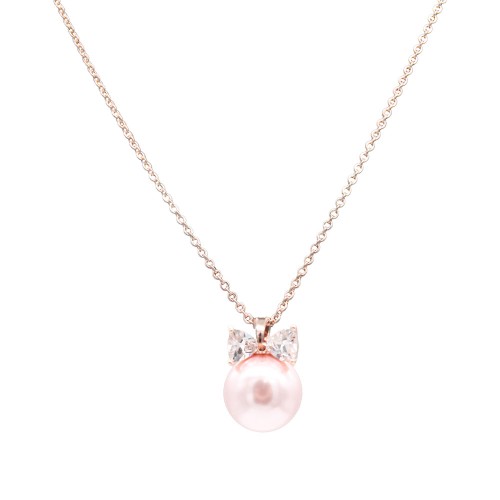 Rose Gold Plated With Pearl CZ Pendant Necklace. 16"+3" Rose Gold Plated With Pearl CZ Pendant Necklace. 16"+3"