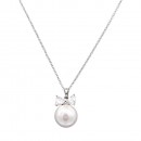 Gold Plated With Pearl CZ Pendant Necklace. 16"+3"