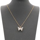 Rhodium Plated With Clear CZ Butterfly Necklace 16"+3"