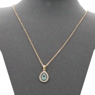 Gold Plated With Clear CZ Evil Eye Necklace. 16"+3"