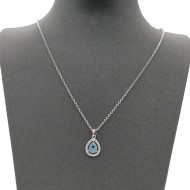 Rhodium Color With Clear CZ Evil Eye Necklace. 16"+3"