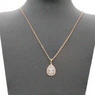 Gold Plated  With Clear CZ Tear Drop Necklace. 16"+3"