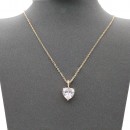 Gold Plated With Clear CZ Heart  Necklace. 16"+3"