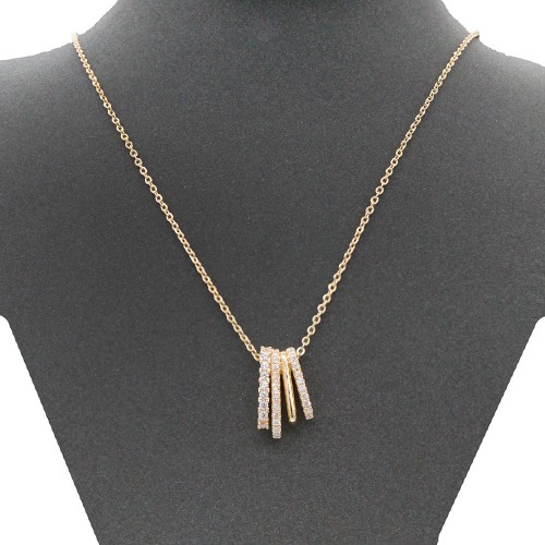 Gold Plated With Clear CZ Necklace. 16"+3" Gold Plated With Clear CZ Necklace. 16"+3"