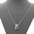 Rhodium Color With Clear CZ Necklace. 16"+3"